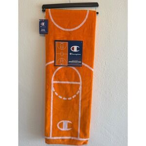 Champion Basketball Court Jacquard Beach Towel Orange 100% Cotton 36x72 NWT